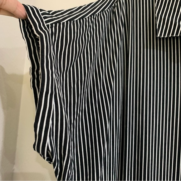 Woman Within Dress Women's Size 28 Black White Stripes Cuffed Cap Sleeves Comfy - Picture 5 of 14